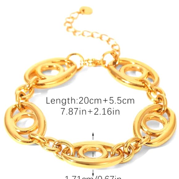 DOUBLE OVAL THICK LINK 18K GOLD DIPPED CHUNKY BRACELET - Picture 1 of 4